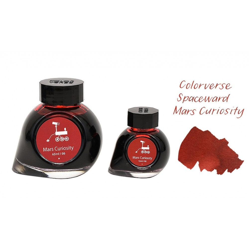 Colorverse | Spaceward Series | Season 1 | Fountain Pen Ink | Mars Curiosity | Red | 65ml and 15ml | 2 Bottle Set - Aarcaai