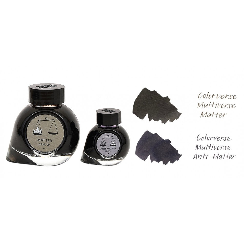 Colorverse | Multiverse Series | Season 3 | Matter | Anti-Matter | Fountain Pen Ink | Grey | 65ml and 15ml | 2 Bottle Set - Aarcaai