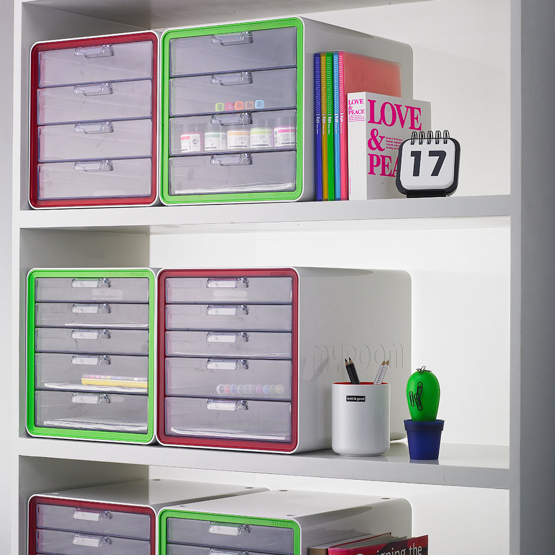 Litem | Multi Utility Storage Cabinet | 4 Drawers | Organiser | Red | My Room | For Office &amp; Home