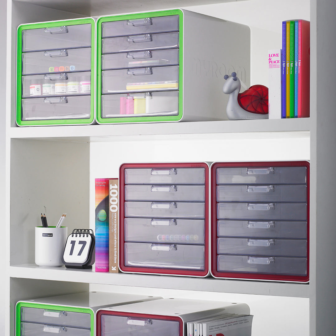 Litem | Multi Utility Storage Cabinet | 4 Drawers | Organiser | Red | My Room | For Office &amp; Home