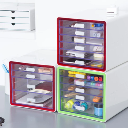 Litem | Multi Utility Storage Cabinet | 6 Drawers | Organiser | Red | My Room | For Office & Home
