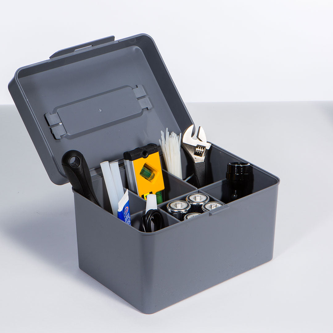 Litem | Multi Utility Storage Box With Lid | Orgnaizer | Grey | My Cube | For Office &amp; Home