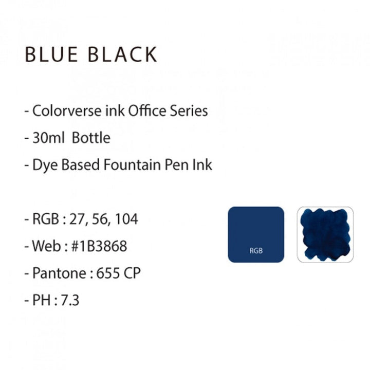 Colorverse | Office Series | Fountain Pen Ink | Blue and Black  Bottle | 30ml - Aarcaai