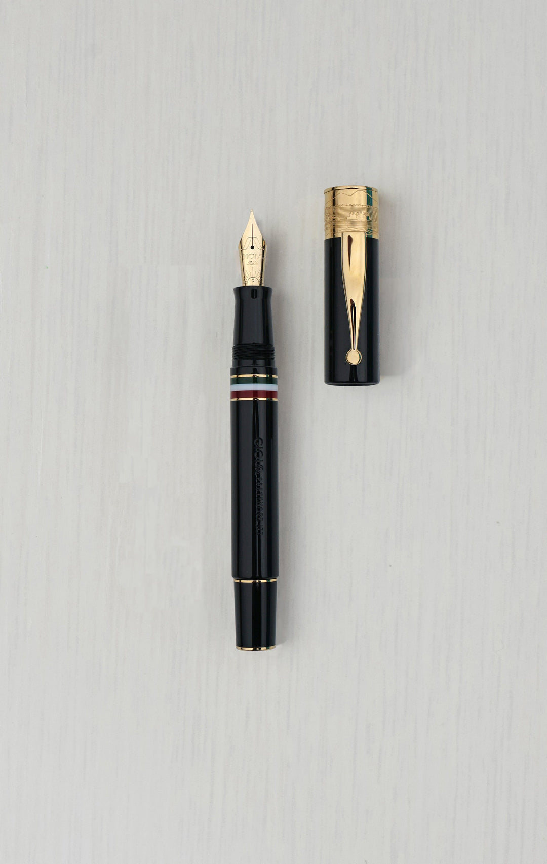 Gioia | Fountain Pen &amp; Rollerball Pen | Partenope | Black | Gold Trims