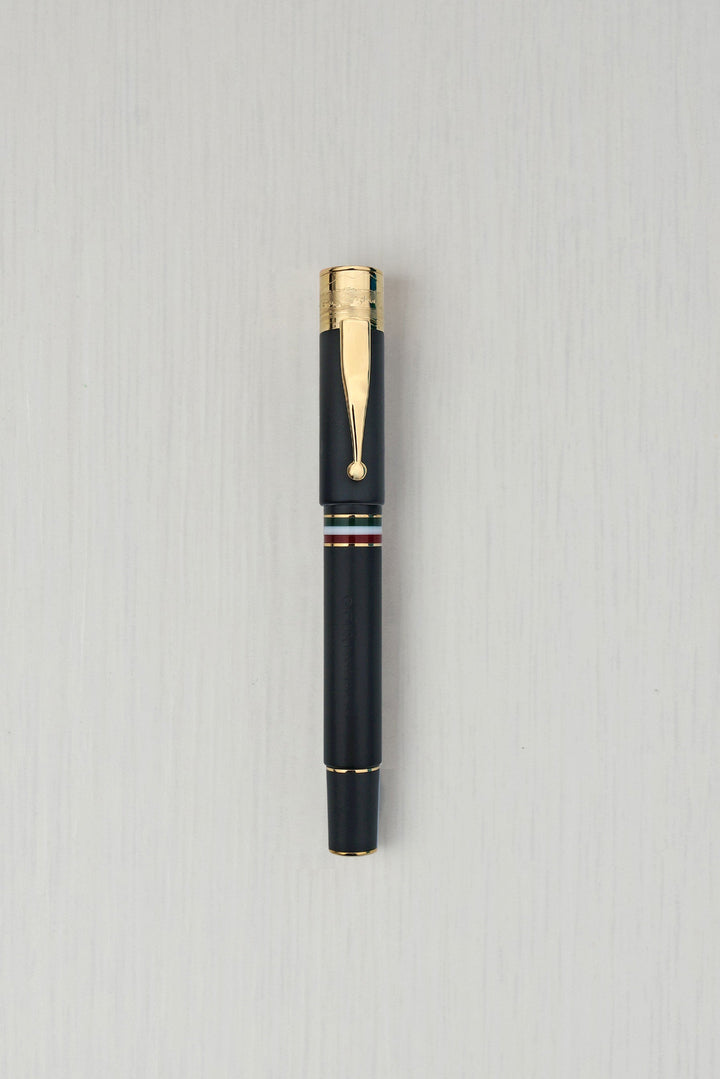 Gioia | Fountain Pen &amp; Rollerball Pen | Partenope | Black Sand | Gold Trims