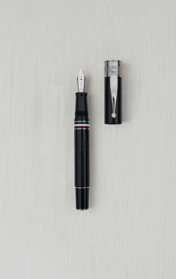 Gioia | Fountain Pen &amp; Rollerball Pen | Partenope | Black | Ruthenium Trims