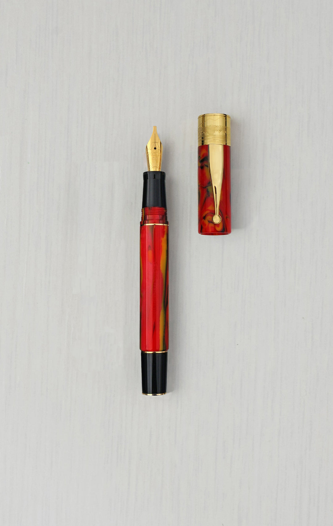 Gioia | Fountain Pen &amp; Rollerball Pen | Partenope | Fiamma Flame | Gold Trims