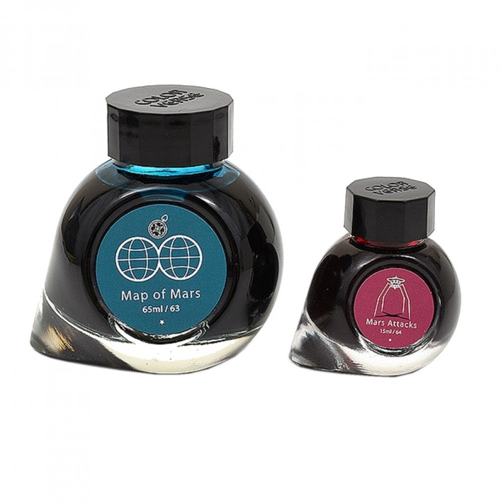 Colorverse Ink | The Red Planet | Map Of Mars | Turquoise &amp; Burgundy | 65ml &amp; 15ml | 2 Bottle Set - Aarcaai