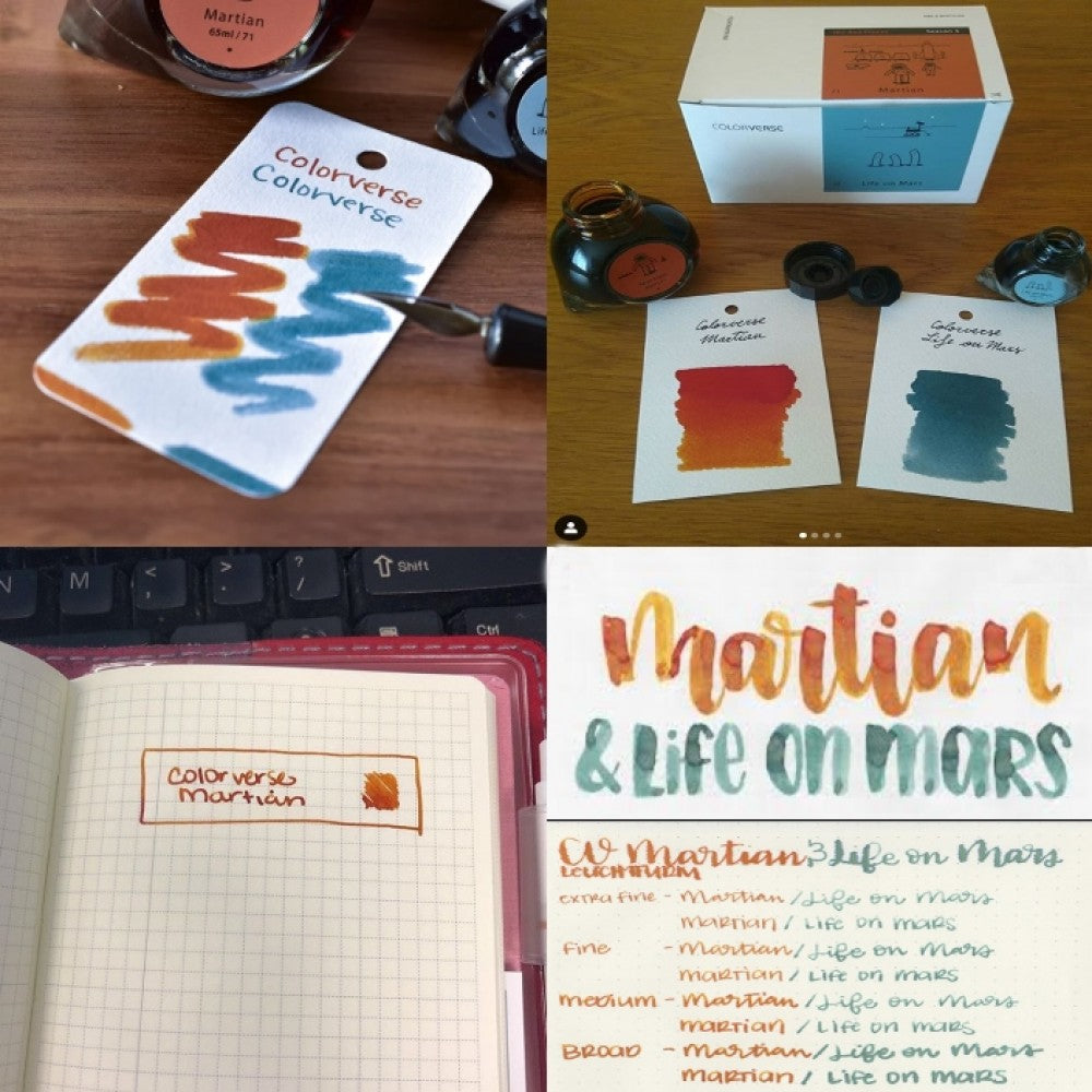 Colorverse Ink | Martian (65ml) and Life On Mars (15ml) | Orange and Gray | 2 Bottle Set | Dye-Based Nontoxic - Aarcaai
