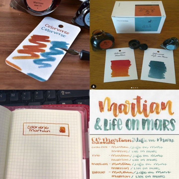 Colorverse Ink | Martian (65ml) and Life On Mars (15ml) | Orange and Gray | 2 Bottle Set | Dye-Based Nontoxic - Aarcaai