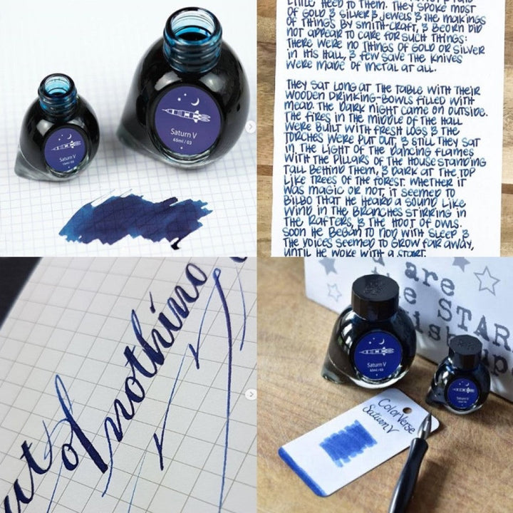Colorverse Ink | Spaceward Series | Saturn V | Dark Blue | 65ml &amp; 15ml | 2 Bottle Set - Aarcaai