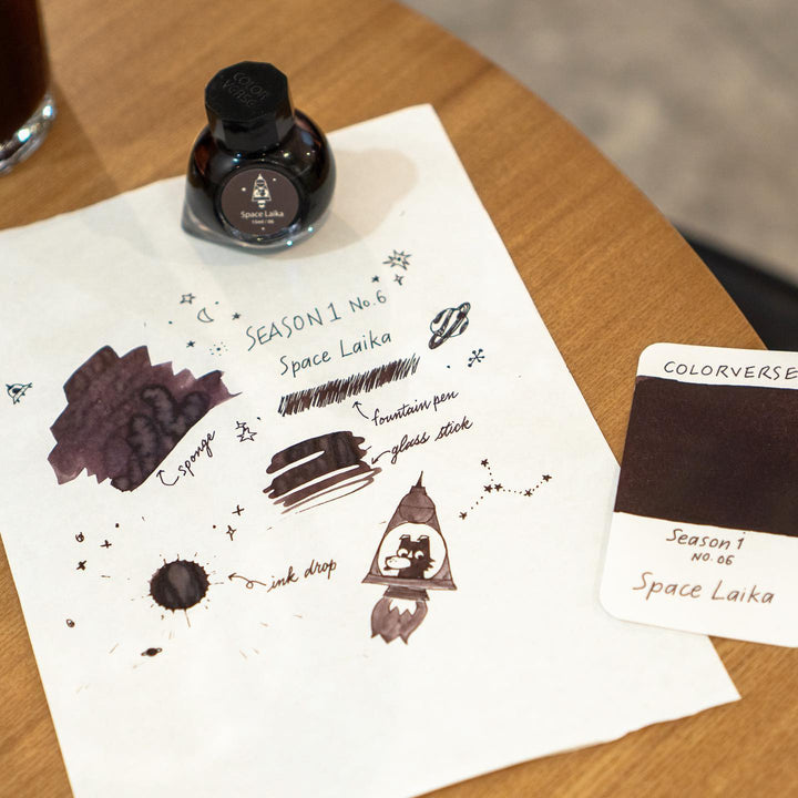 Colorverse Fountain Pen Ink | Spaceward Series | Space Laika | Dark Brown | 65ml &amp; 15ml | 2 Bottle Set