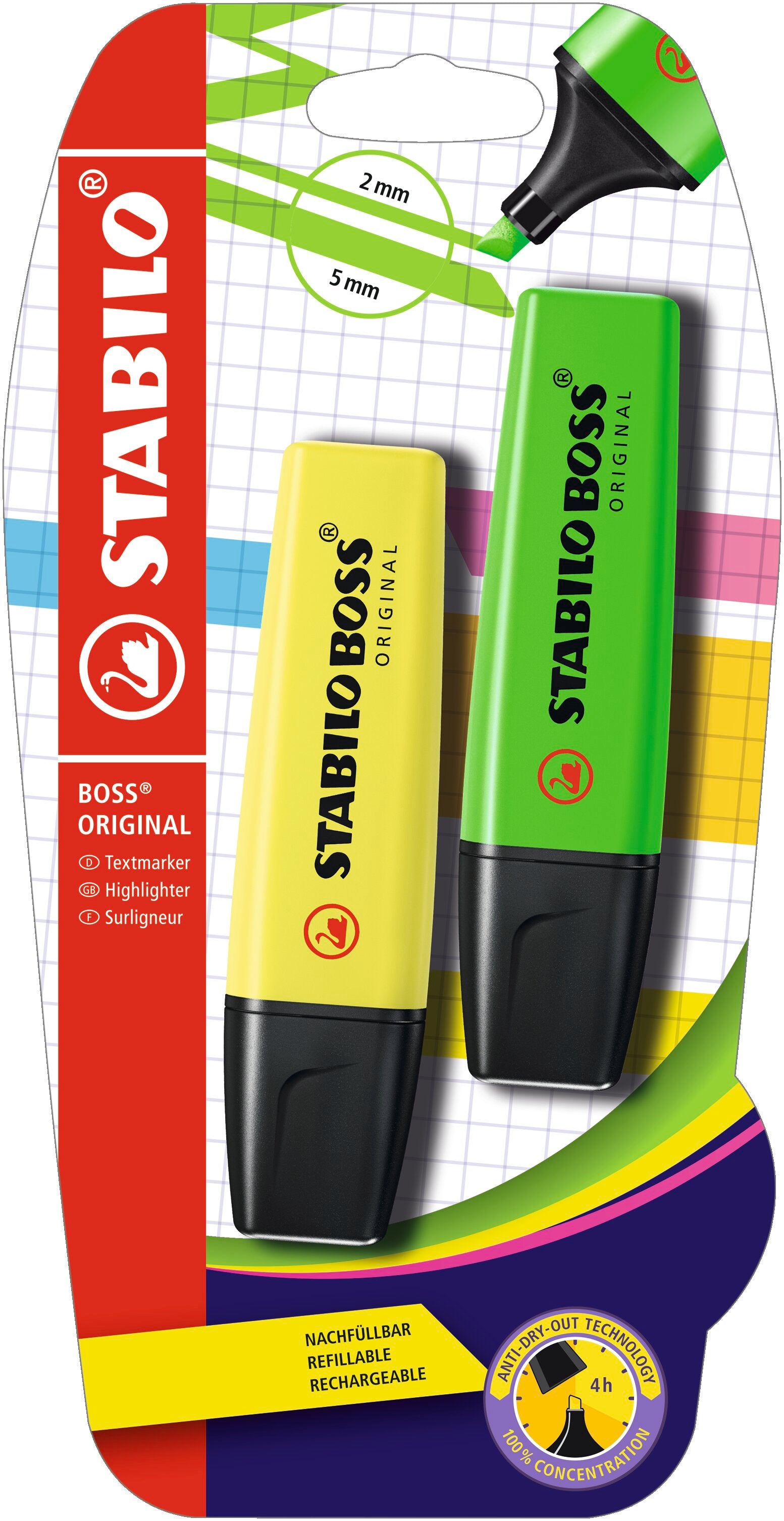 Stabilo Boss Highlighter Cardb-Pack Of 2 Blister-Yellow/Green – AARCAAI