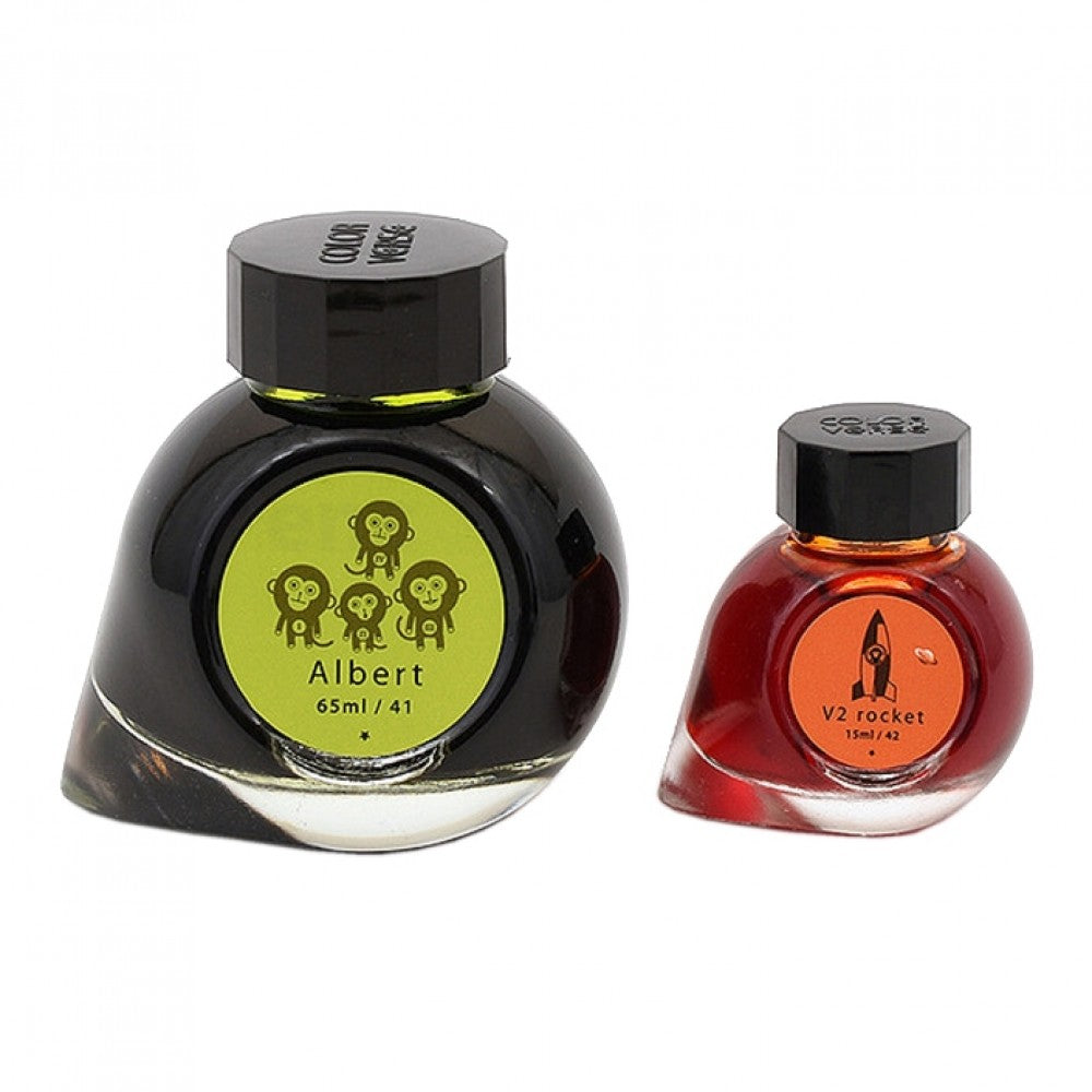 Colorverse Ink | Trailblazer In Space | Albert Light Green &amp; V2 Rocket Orange | 65ml &amp; 15ml | 2 Bottle Set - Aarcaai