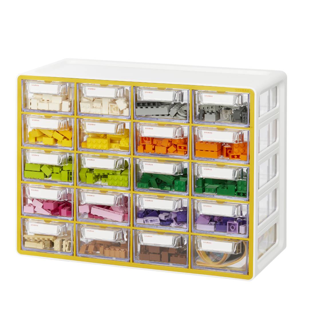 Sysmax | Multi Utility  Storage Box | 20 Drawers | Organizer | Yellow | Up System | For Office &amp; Home