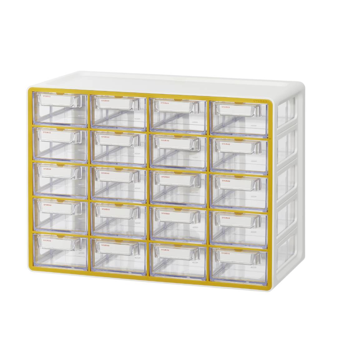 Sysmax | Multi Utility  Storage Box | 20 Drawers | Organizer | Yellow | Up System | For Office &amp; Home