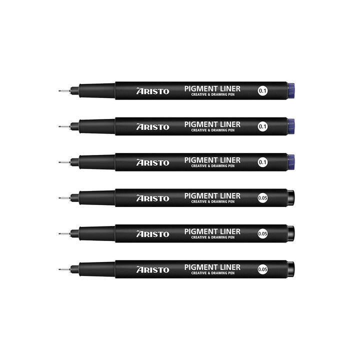 Aristo | Pigment Liner | 0.05,0.1mm | Set of 6 Pens