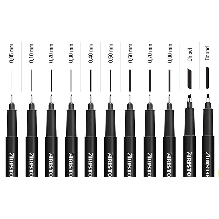 Aristo | Pigment Liner | 0.05,0.1mm | Set of 6 Pens