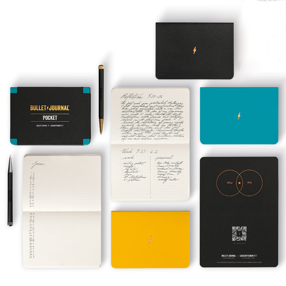 LEUCHTTURM DOTTED NOTEBOOK-BULLET JOURNAL A6 (46) PACK OF 3 -Black