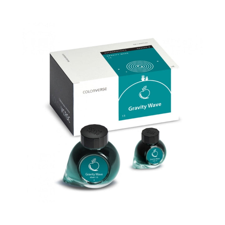 Colorverse | Astrophysics Series | Season 2 | Fountain Pen Ink | Gravity Wave | Turquoise | 65ml and 15ml | 2 Bottle Set