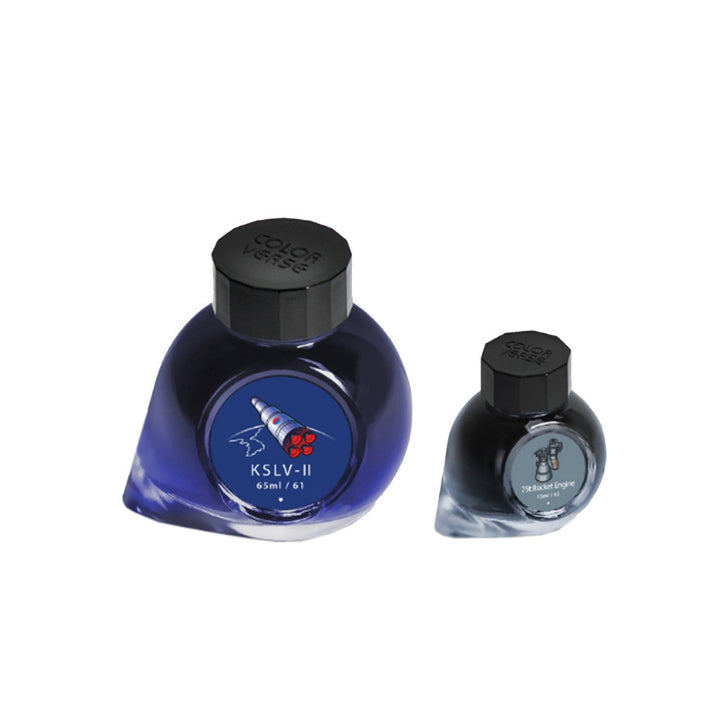 Colorverse | Gray | Fountain Pen Bottled Ink | KSLV-II | 75t Rocket Engine | Dark Blue | Special Edition | 65ml &amp; 15ml Set
