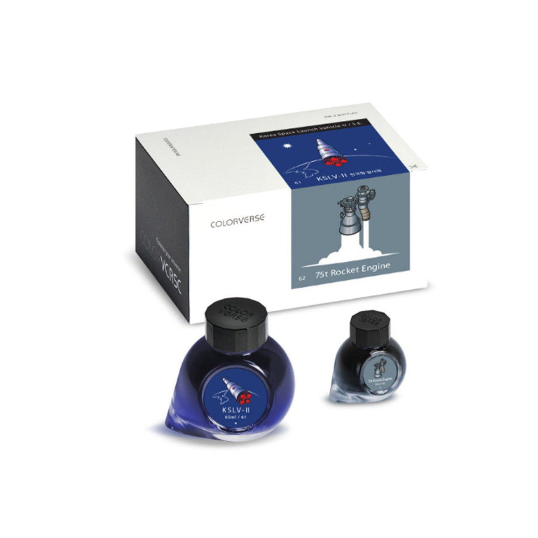 Colorverse | Gray | Fountain Pen Bottled Ink | KSLV-II | 75t Rocket Engine | Dark Blue | Special Edition | 65ml &amp; 15ml Set