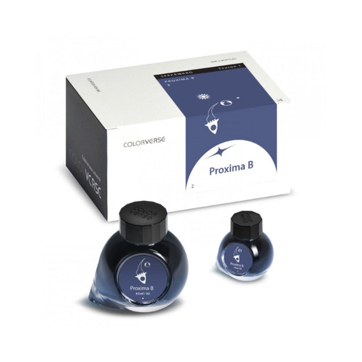 Colorverse Ink | Spaceward Series | Proxima B | Blue | Fountain Pen Ink Bottled | 65ml &amp; 15ml | 2 Bottle Set
