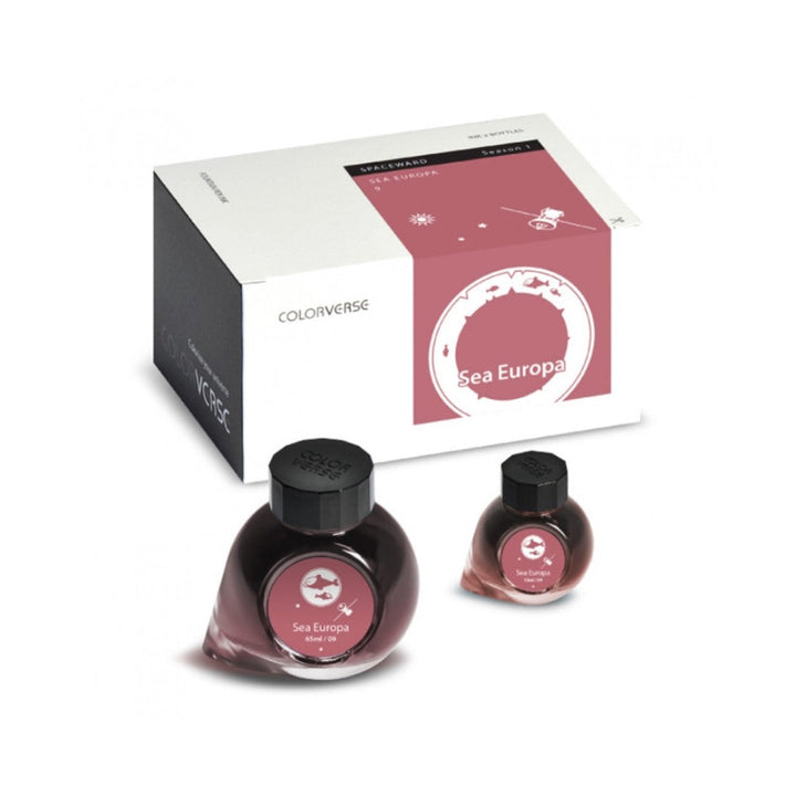 Colorverse Fountain Pen Ink | Spaceward Series | Sea Europa | Red | 65ml &amp; 15ml | 2 Bottle Set
