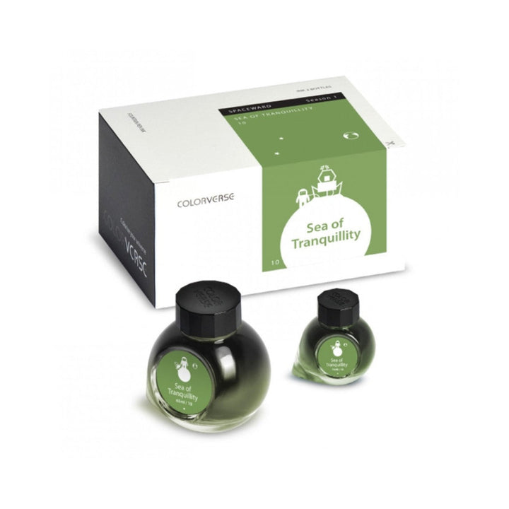 Colorverse Fountain Pen Ink | Spaceward Series | Sea Of Tranquility | Green | 65ml &amp; 15ml | 2 Bottle Set