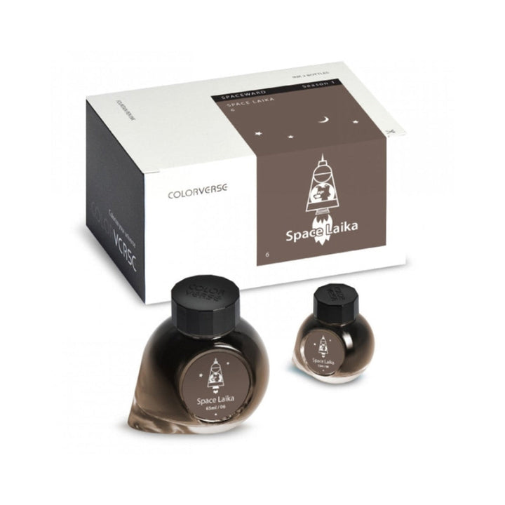 Colorverse Fountain Pen Ink | Spaceward Series | Space Laika | Dark Brown | 65ml &amp; 15ml | 2 Bottle Set