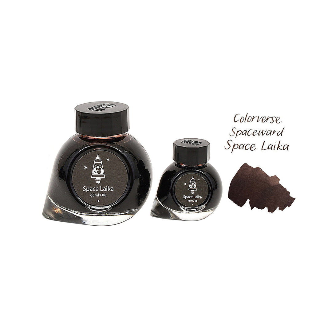 Colorverse Fountain Pen Ink | Spaceward Series | Space Laika | Dark Brown | 65ml &amp; 15ml | 2 Bottle Set