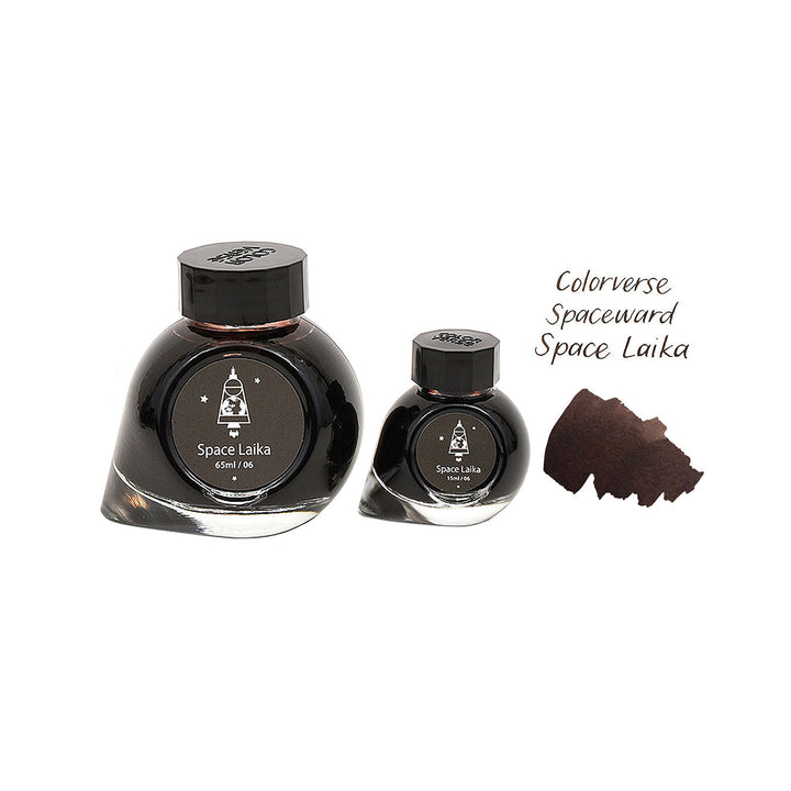 Colorverse Fountain Pen Ink | Spaceward Series | Space Laika | Dark Brown | 65ml &amp; 15ml | 2 Bottle Set