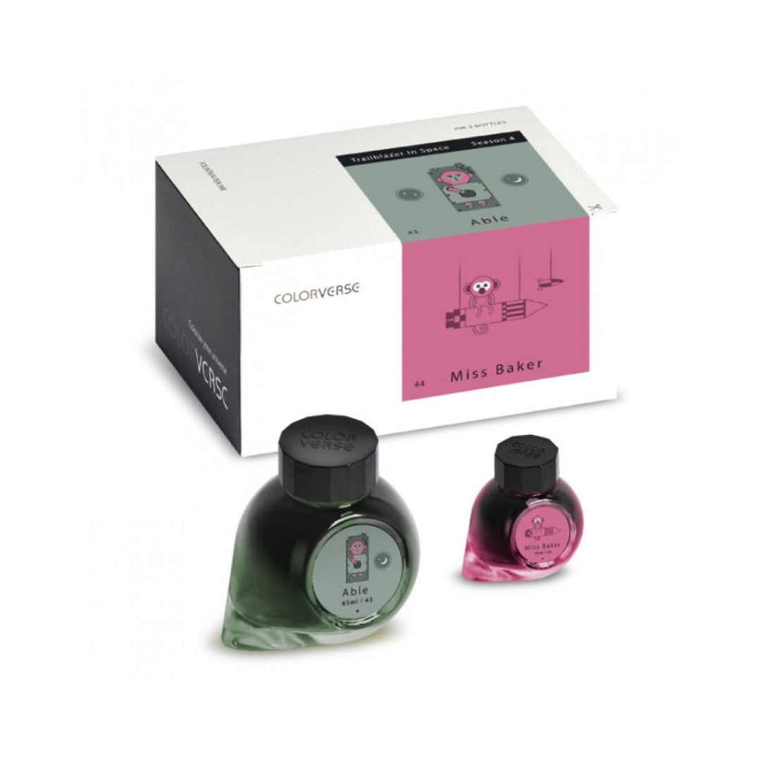 Colorverse  Fountain Pen Ink | Trailblazer In Space | Able Green &amp; Miss Baker Pink | 65ml &amp; 15ml | 2 Bottle Set