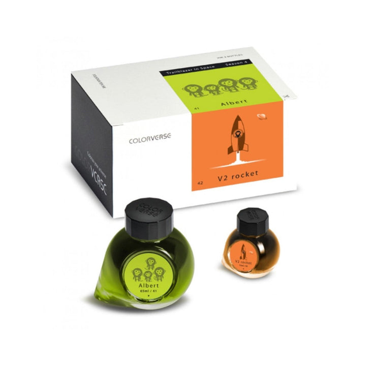 Colorverse Ink | Trailblazer In Space | Albert Light Green &amp; V2 Rocket Orange | 65ml &amp; 15ml | 2 Bottle Set