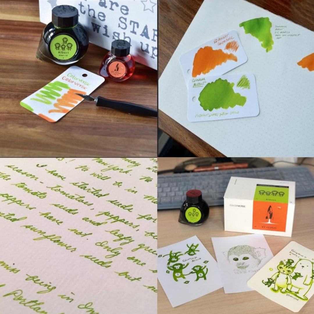 Colorverse Ink | Trailblazer In Space | Albert Light Green &amp; V2 Rocket Orange | 65ml &amp; 15ml | 2 Bottle Set