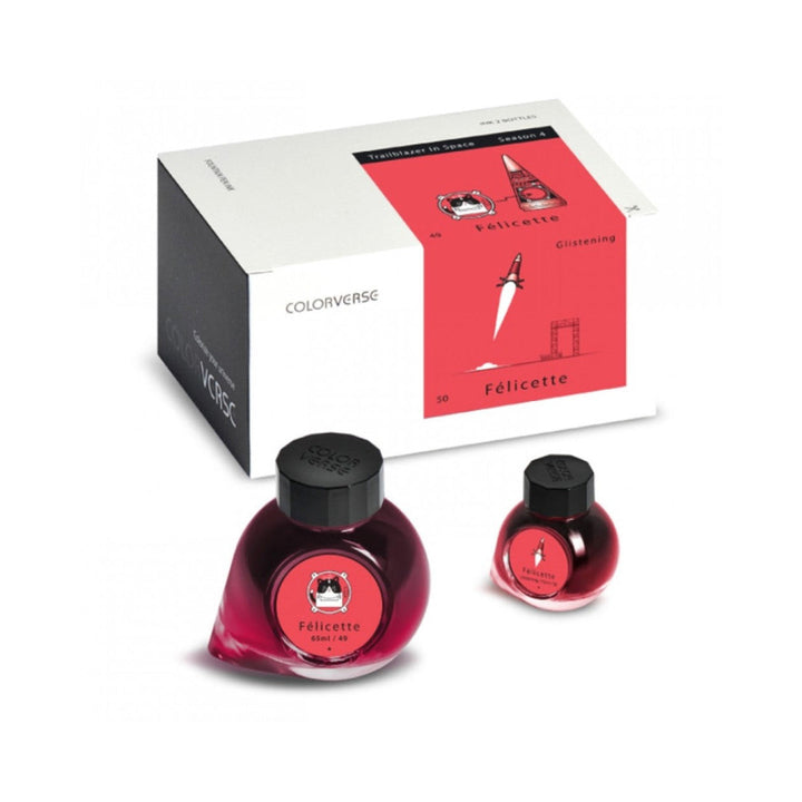 Colorverse  Fountain Pen Ink | Trailblazer In Space | Felicette | Red | 65ml &amp; 15ml | 2 Bottle Set