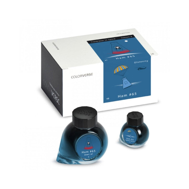 Colorverse Ink | Trailblazer In Space | Fountain Pen Ink | HAM 65 | Dark Blue | 65ml &amp; 15ml | 2 Bottle Set