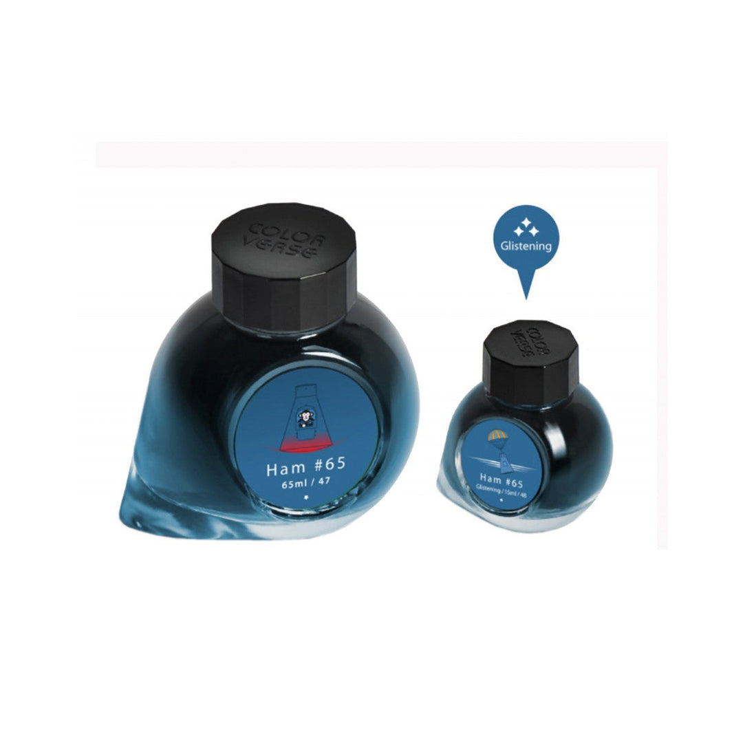 Colorverse Ink | Trailblazer In Space | Fountain Pen Ink | HAM 65 | Dark Blue | 65ml &amp; 15ml | 2 Bottle Set