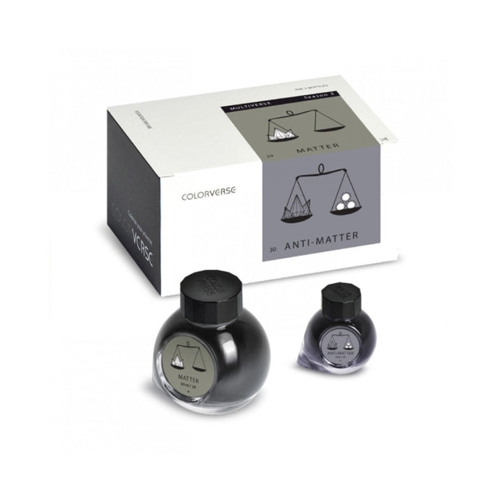 Colorverse | Multiverse Series | Season 3 | Matter | Anti-Matter | Fountain Pen Ink Bottled | Grey | 65ml and 15ml | 2 Bottle Set
