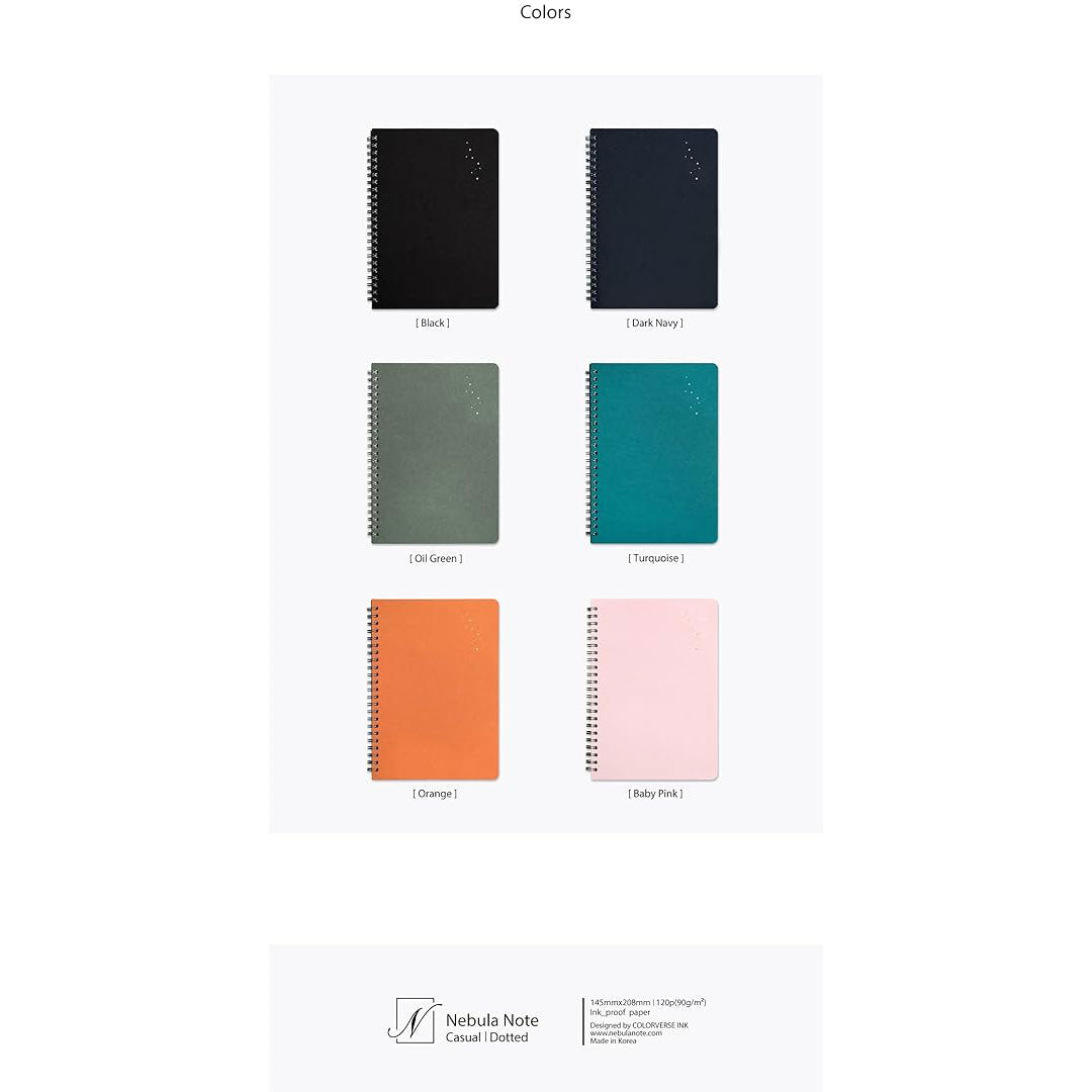 Colorverse | Nebula | Casual Series | Spiral Bound Notebook | Plain | Dark Navy