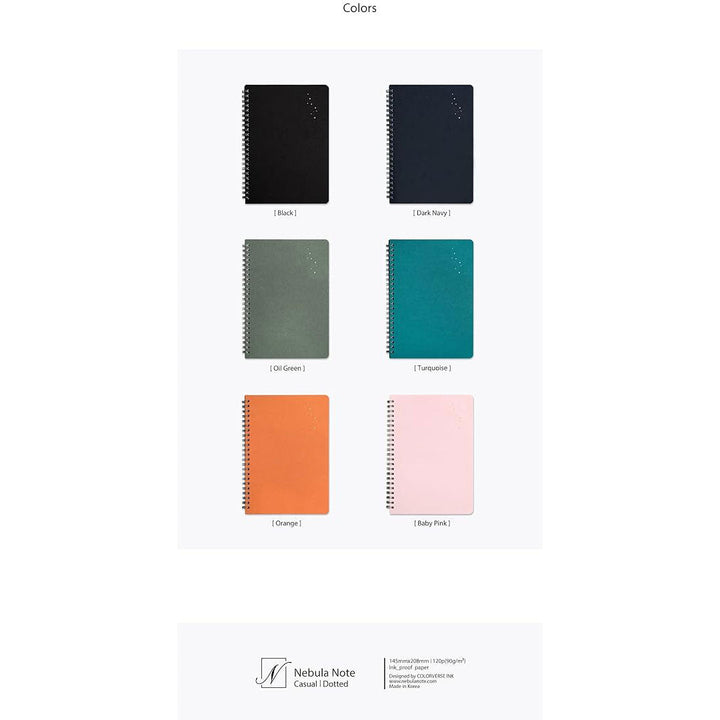 Colorverse | Nebula | Casual Series | Spiral Bound Notebook | Plain | Oil Green