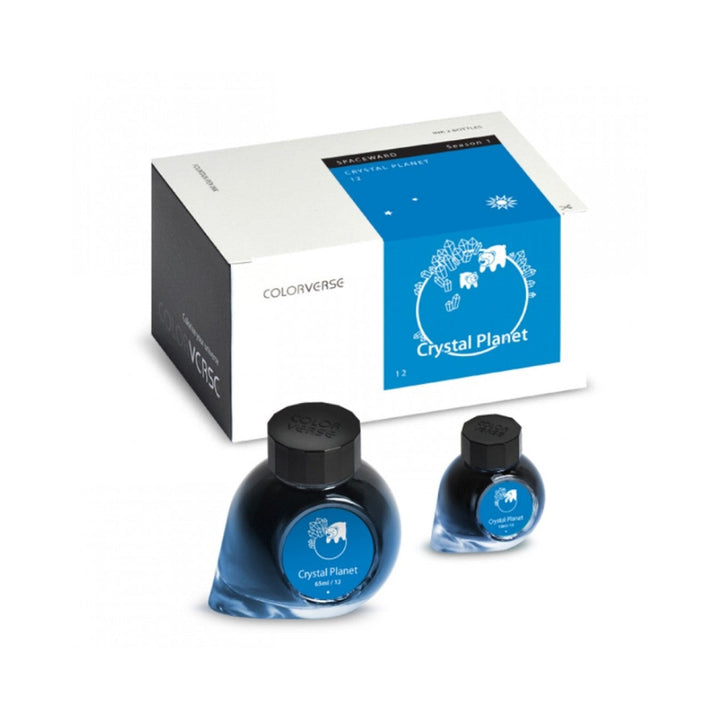 Colorverse | Spaceward Series | Season 1 | Crystal Planet | Fountain Pen Ink | Blue | 65ml and 15ml | 2 Bottle Set