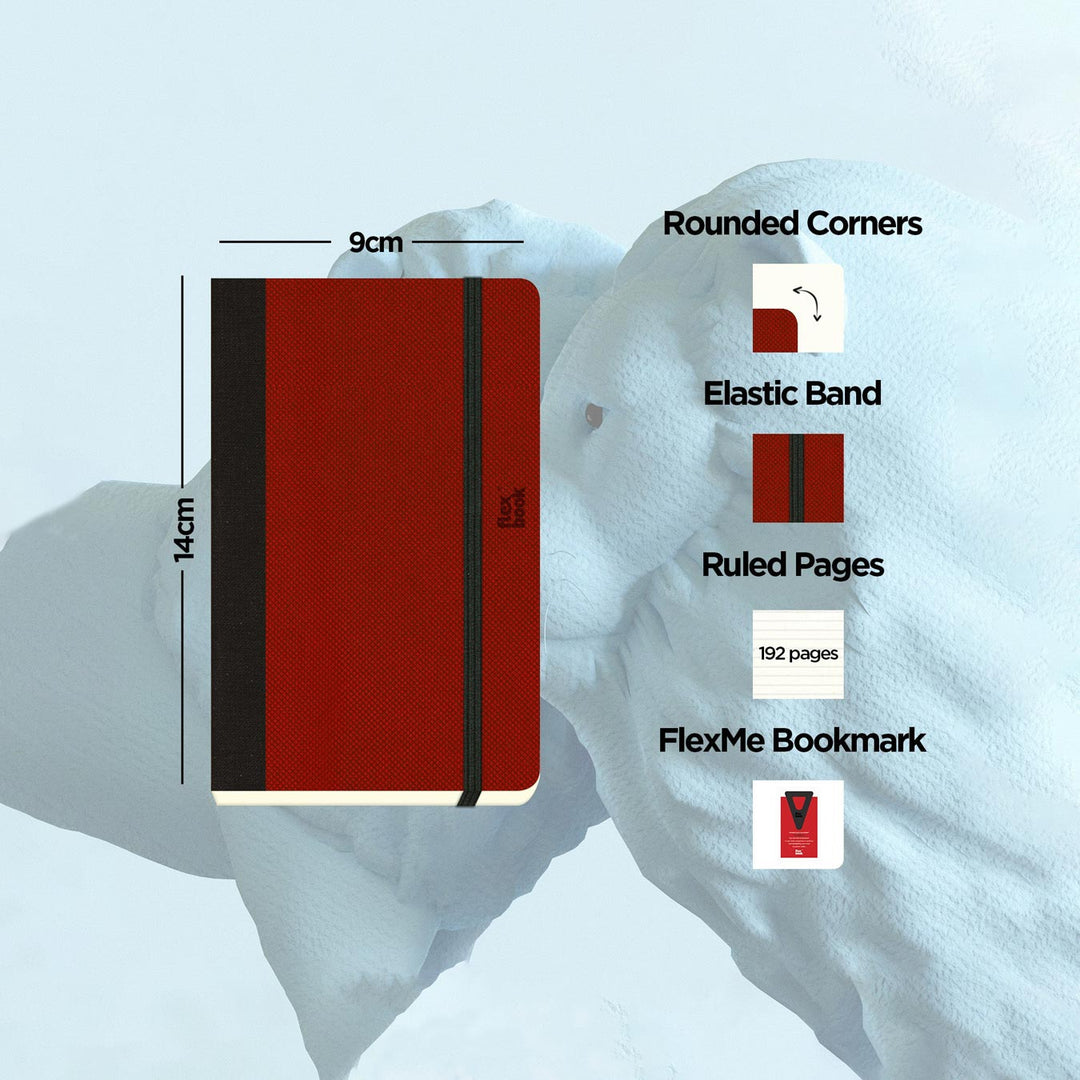 Flexbook | Ruled | Pocket A6 Size Notebook | Red | Adventure Series