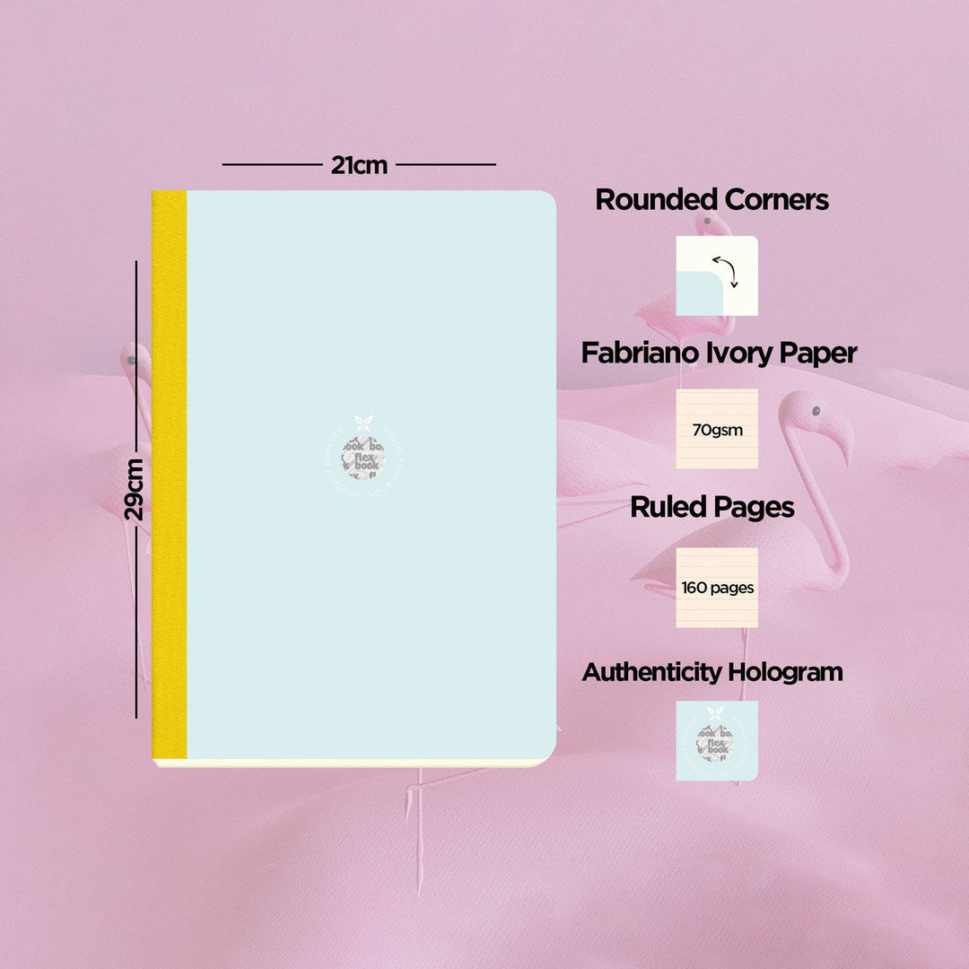 Flexbook | Ruled | Large A4 Size Notebook | Light Blue-Green | Smartbook
