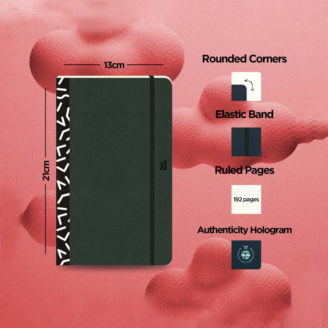 Flexbook | Ruled | Medium A5 Size Notebook | Black | Visions &