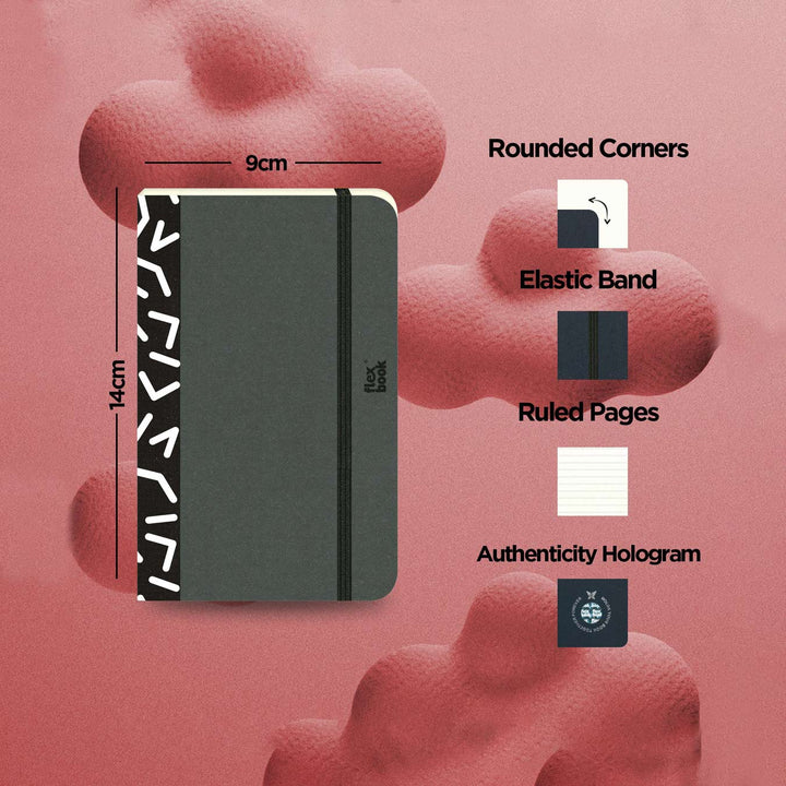 Flexbook | Ruled | Pocket A6 Size Notebook | Black | Visions &