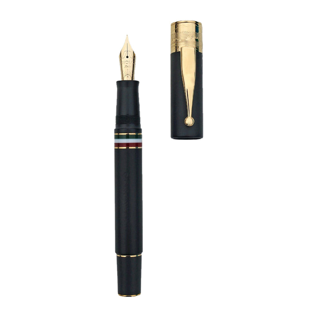 Gioia | Fountain Pen &amp; Rollerball Pen | Partenope | Black Sand | Gold Trims