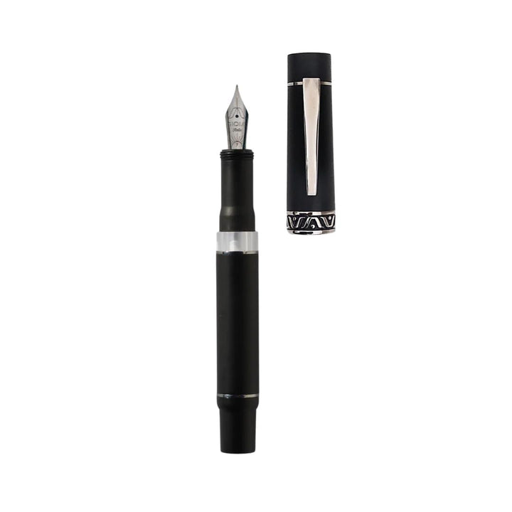 GIOIA | Medium Nib | Fountain Pen | Cenere Black Resin Barrel | Piston Filler | with Ink Window