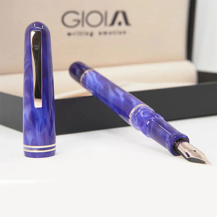 Gioia | Metis Fountain Pen | Blue Aesthetic | Rose Gold Trims