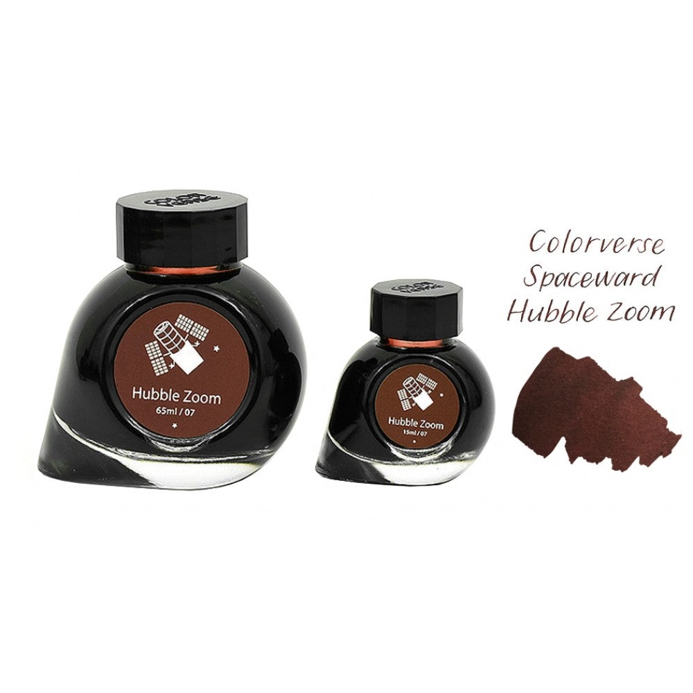 Colorverse | Spaceward Series | Season 1 | Fountain Pen Ink | Hubble Zoom | Brown | 65ml and 15ml | 2 Bottle Set - Aarcaai